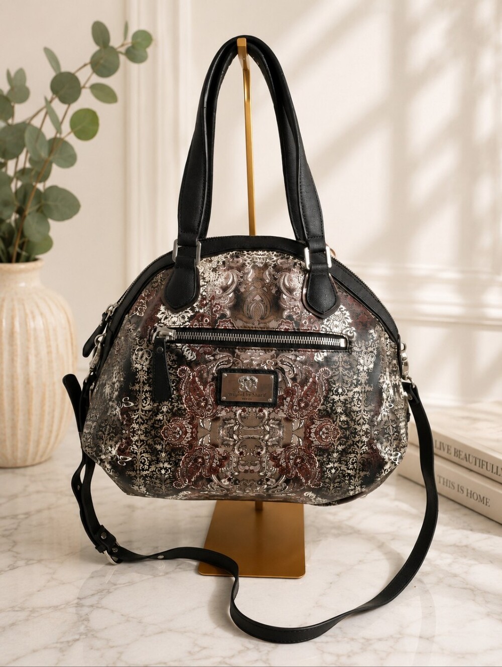 Original by Sharif 1827 Floral Paisley Dome Satchel Convertible Shoulder Bag